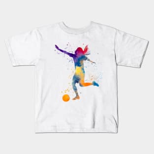 Woman footballer in watercolor Kids T-Shirt